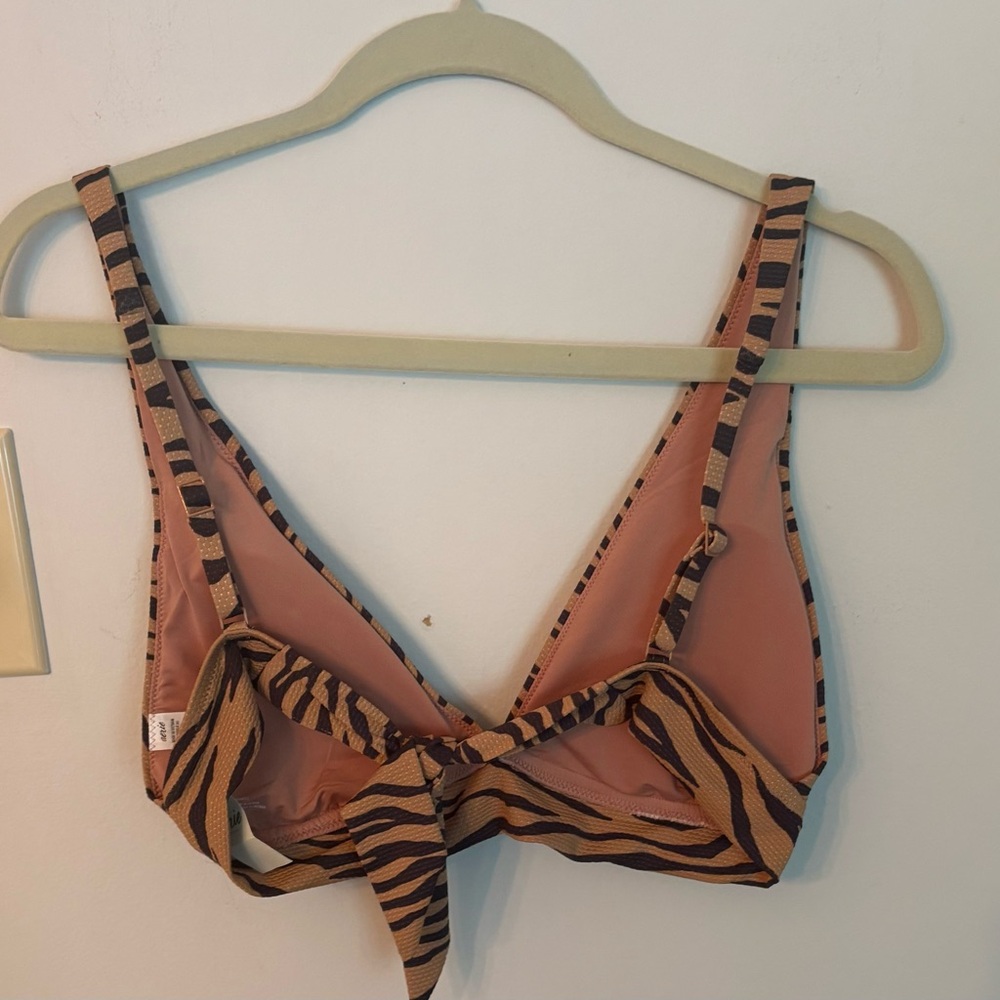 Aerie pique animal print tie bikini top - Picture 3 of 5